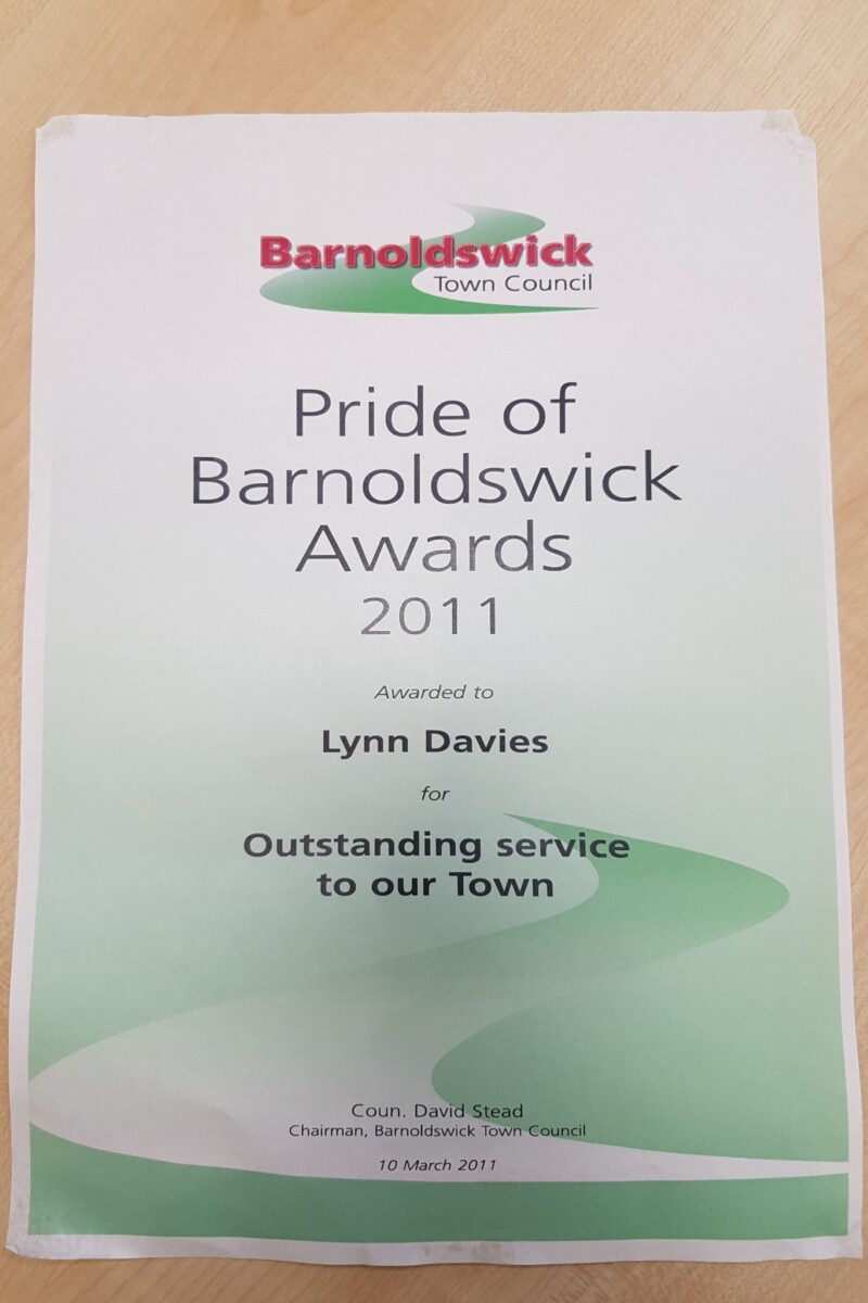 Ms Davies Pride of Barnoldswick award