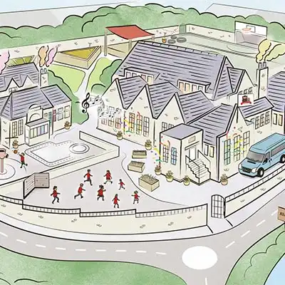 illustration gisburn road school map