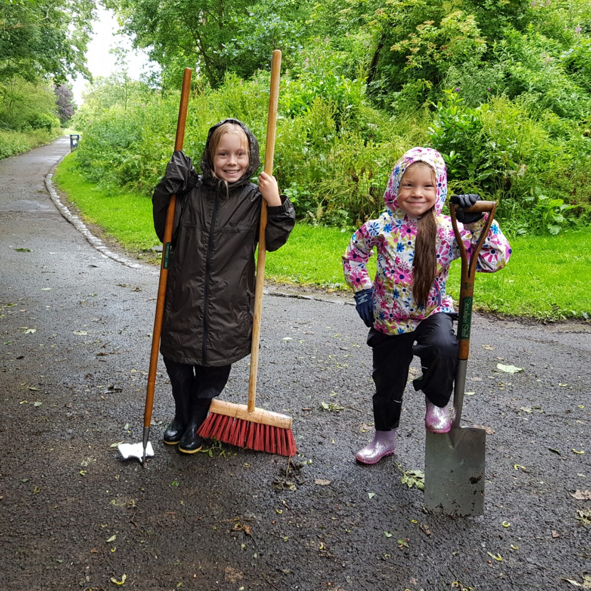 valley gardens volunteering path clearance tool pose